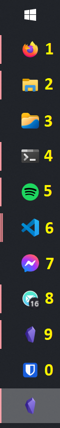 Taskbar App Numbering